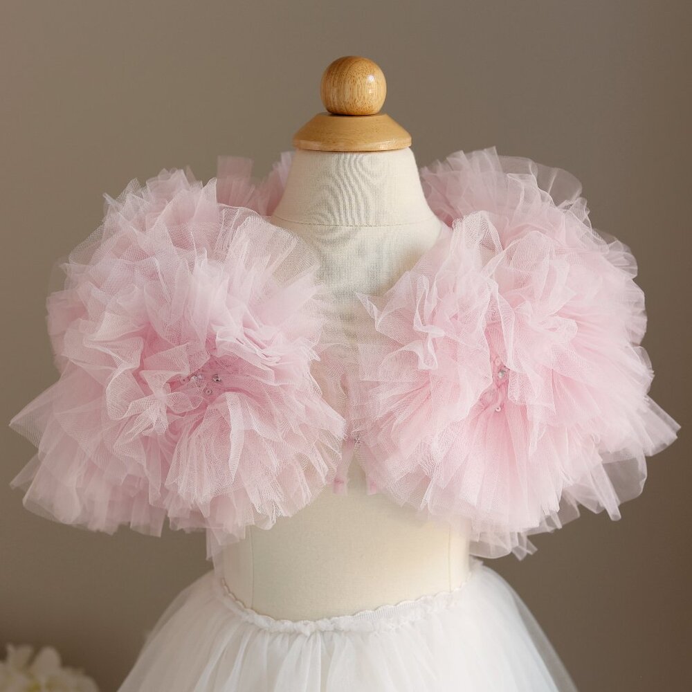 Tutu Du Monde Flower Bomb Shrug Candy Floss Pink Tulle Flower Girl Shrug NWT